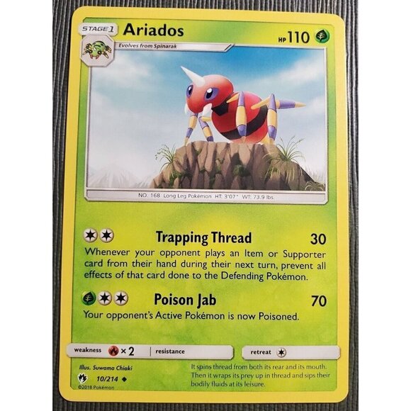 Pokemon TCG - Ariados - 10/214 - Lost Thunder - Heavily  Played - Picture 1 of 2